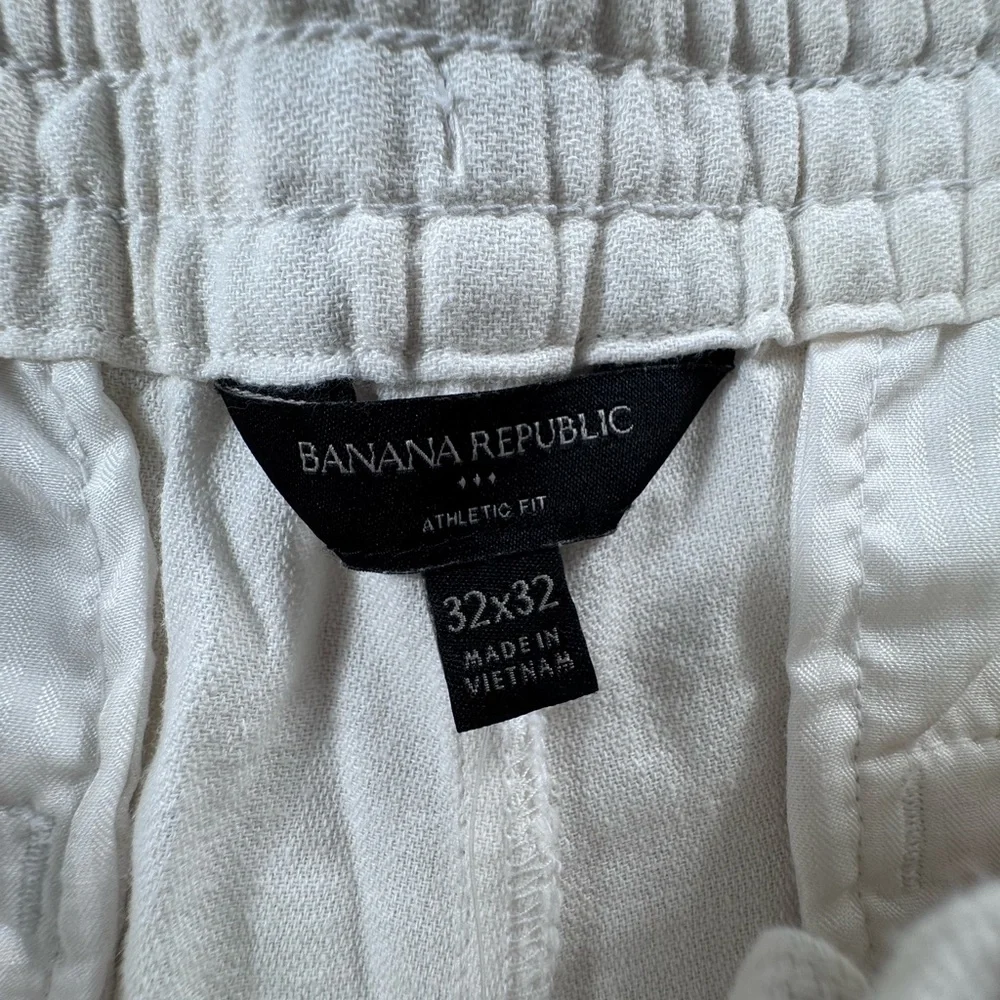 Banana Republic Linen Blend Athletic Fit Pant Off White 32x32 NWT $85